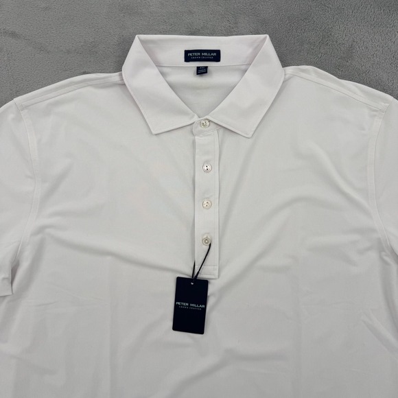 Peter Millar Crown Crafted Men's White Tailored Fit Polo Shirt Size XXL NEW - Picture 5 of 14